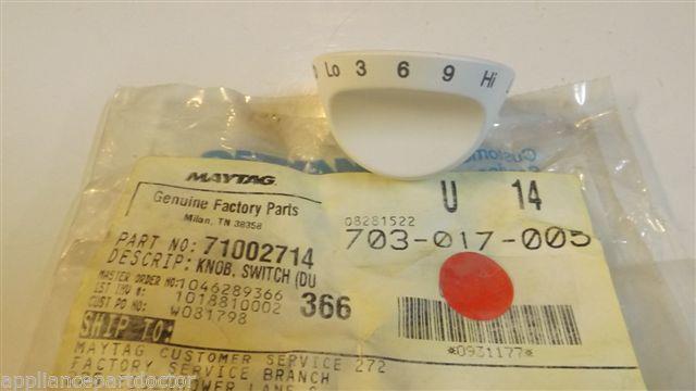 WHIRLPOOL JENN AIR STOVE 71002714 Knob, Dial & Button   NEW IN BAG