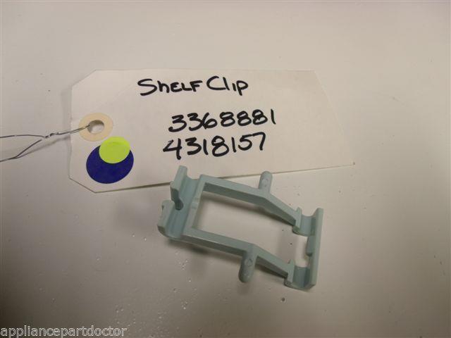 DISHWASHER 3368881 4318157 BLUE SHELF CLIP USED PART ASSEMBLY