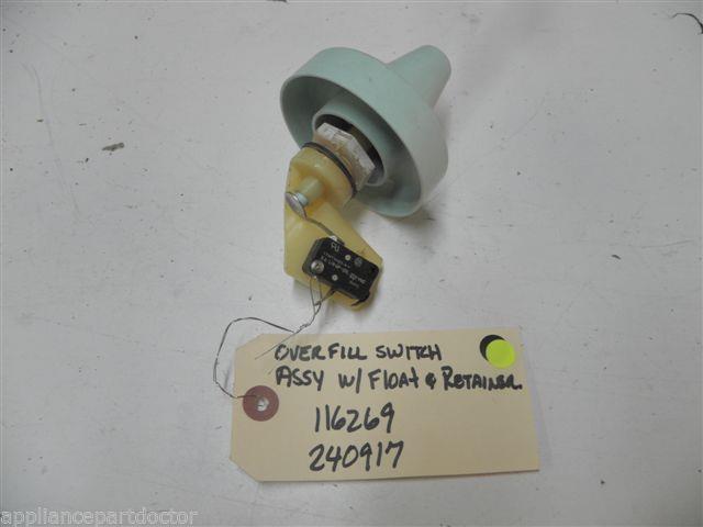 KITCHEN AID DISHWASHER 116269 240917 OVERFILL CONTROL SWITCH W/ FLOAT & RETAINER