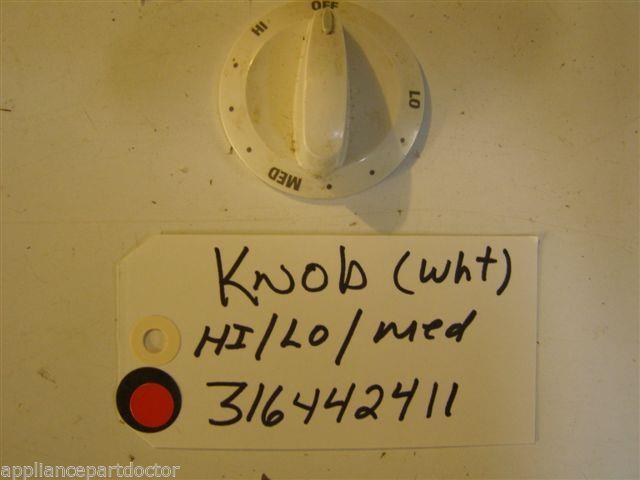 KENMORE STOVE 316442411 Knob  (HI/LO/MED)  (WHT)   used part