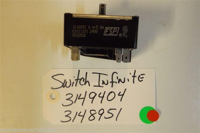 WHIRLPOOL Stove 3149404  3148951  Switch, Infinite (right Front) USED PART