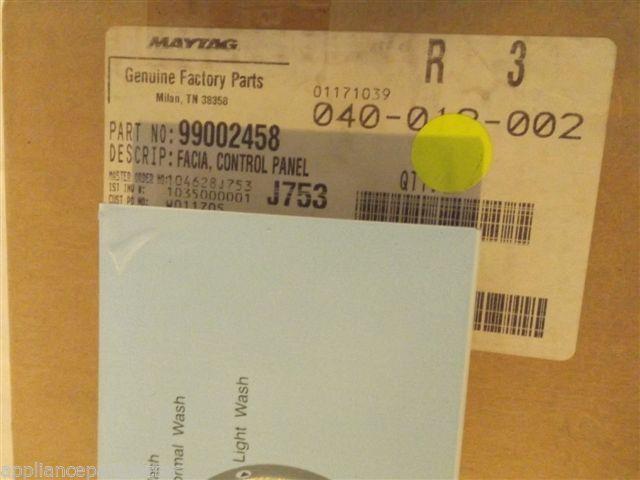 MAYTAG DISHWASHER 99002458 Facia, Control Panel (wht) NEW IN BOX