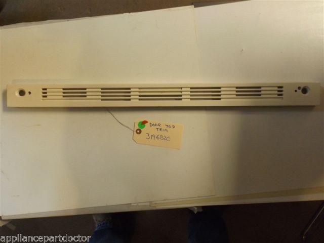 WHIRLPOOL  STOVE 3196820 Trim, Door Top (almond) used part
