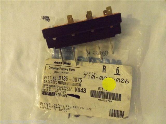 MAYTAG JENN AIR DISHWASHER 3135-0075 Switch, Push Button  NEW IN BOX