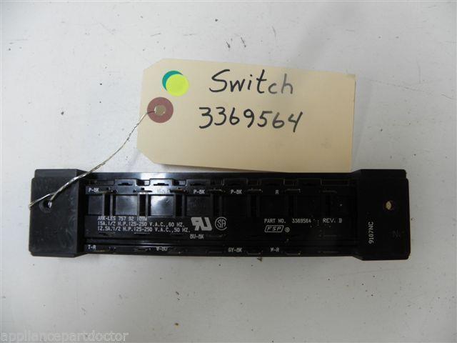 WHIRLPOOL DISHWASHER 3369564 SWITCH USED PART ASSEMBLY