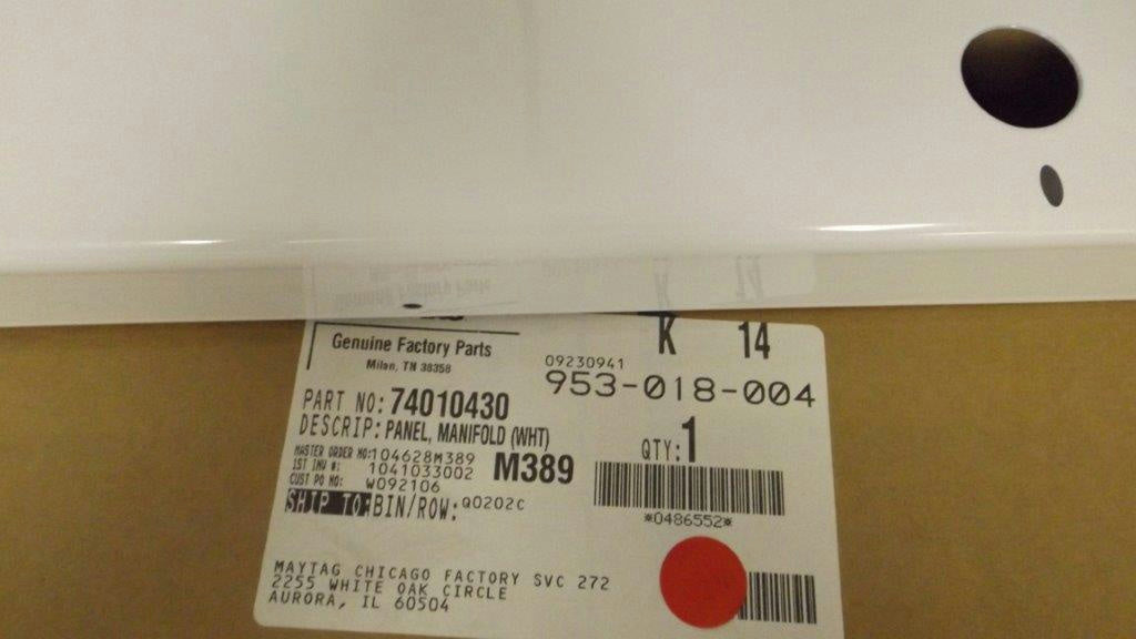 MAYTAG WHIRLPOOL STOVE 74010430 PANEL MANIFOLD NEW
