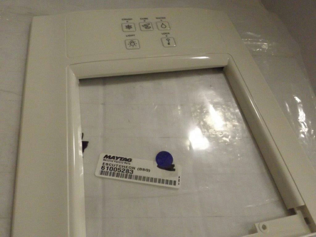 MAYTAG WHIRLPOOL REFRIGERATOR 61005283 ESCUCHEON (BSQ) NEW