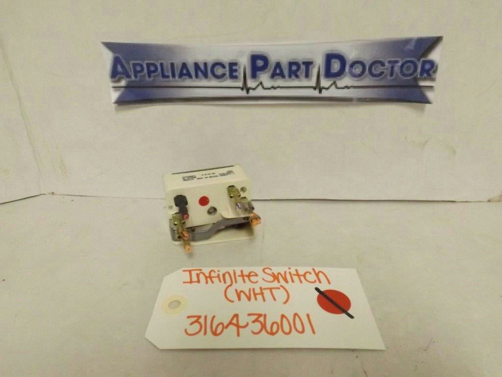 WHIRLPOOL STOVE 316436001 INFINITE SWITCH (WHT) 8.8-10.8A 240V USED