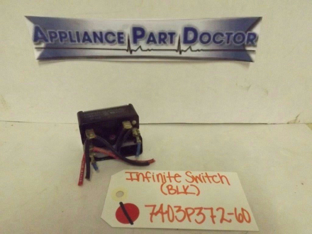WHIRLPOOL STOVE 7403P372-60 INFINITE SWITCH (BLK) 8.9-11.0A 240V USED