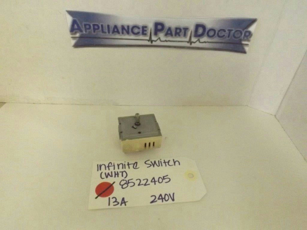 WHIRLPOOL STOVE 8522405 INFINITE SWITCH 13A 240V (WHITE) USED