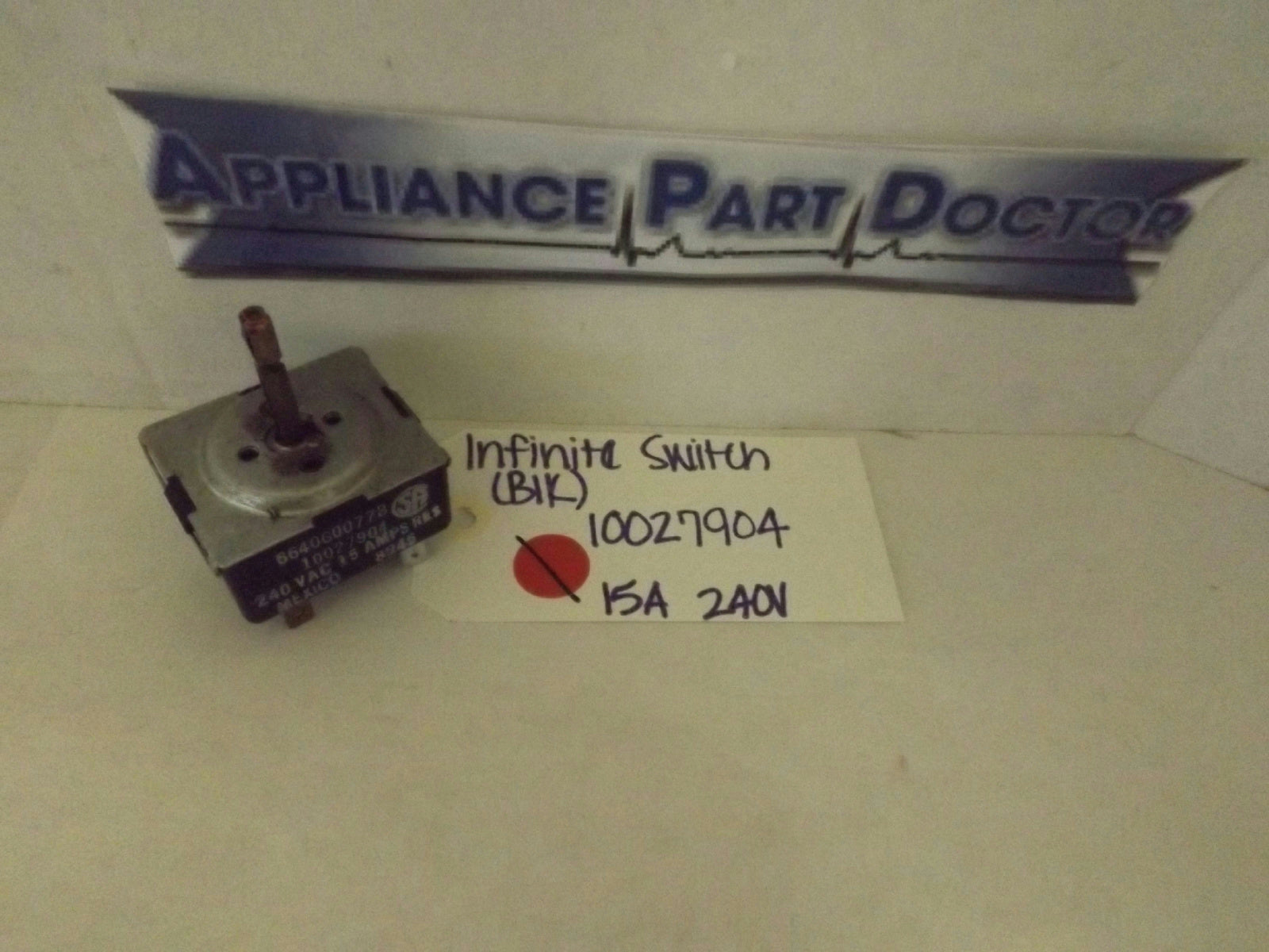WHIRLPOOL STOVE 10027904 INFINITE SWITCH 15A 240V (BLACK) USED