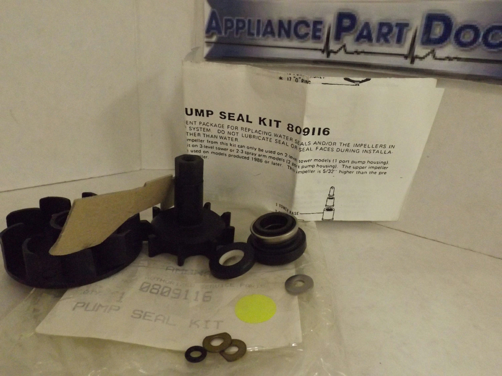 MAYTAG WHIRLPOOL DISHWASHER 0809116 PUMP SEAL KIT NEW
