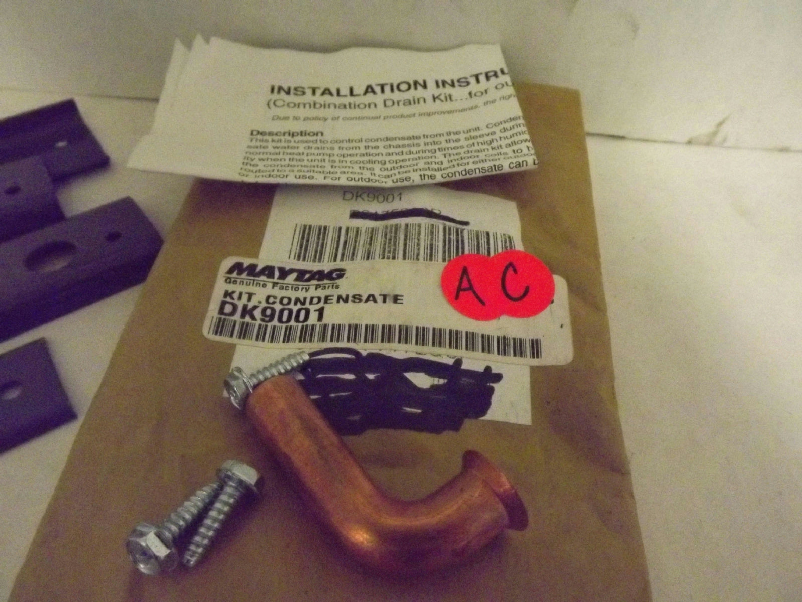 WHIRLPOOL AMANA AIR CONDITIONER DK9001 CONDENSATE KIT NEW