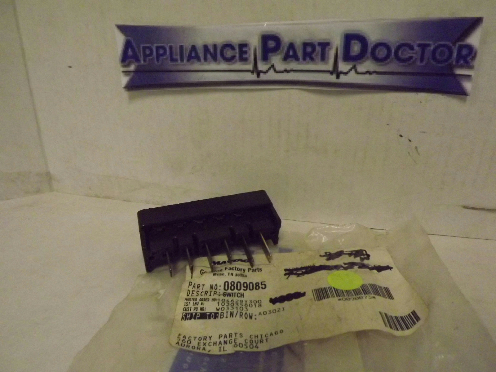 MAYTAG WHIRLPOOL MODERN MAID DISHWASHER 0809085 SWITCH NEW