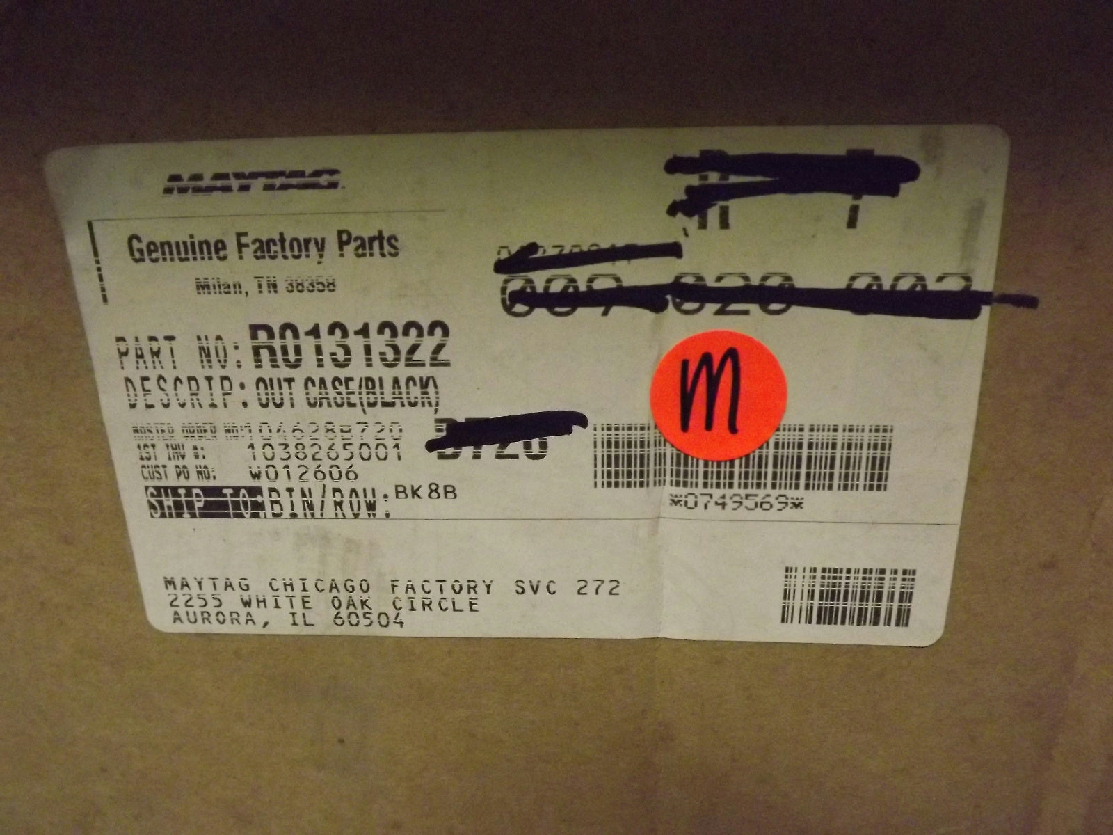 MAYTAG WHIRLPOOL MICROWAVE R0131322 OUT CASE (BLK) NEW