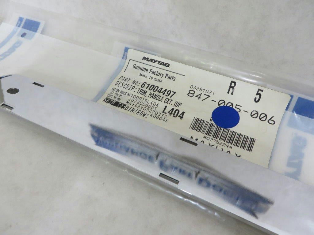 MAYTAG WHIRLPOOL REFRIGERATOR 61004497 FREEZER DOOR HANDLE TRIM (CHROME) NEW