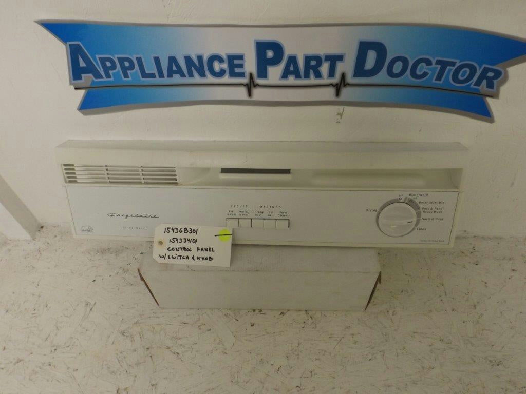 FRIGIDAIRE DISHWASHER 154368301 154334101 CONTROL PANEL W/SWITCH & KNOB USED