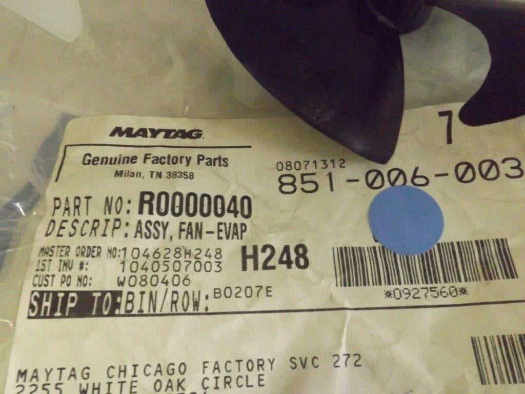 MAYTAG WHIRLPOOL REFRIGERATOR R0000040 FAN BLADE NEW