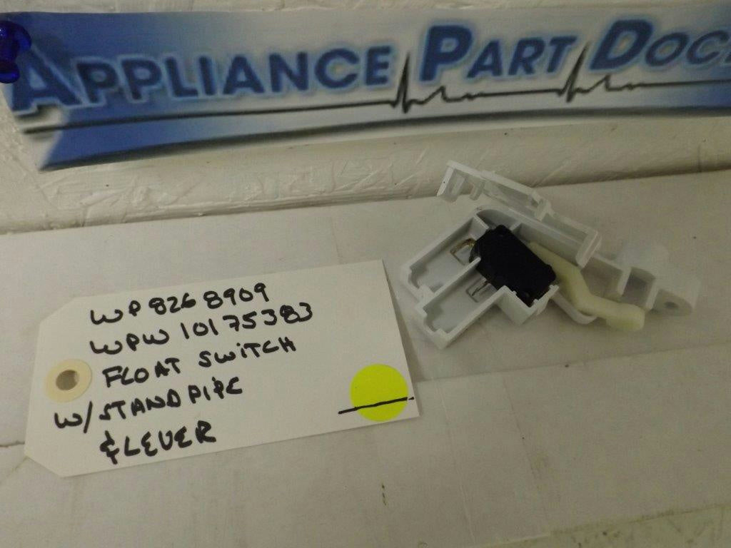 WHIRLPOOL DISHWASHER WP8268909 WPW10175383 FLOAT SWITCH W/STANDPIPE & LEVER USED