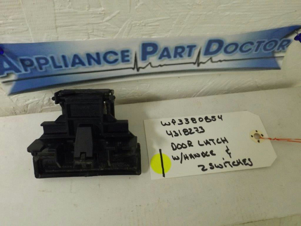 KENMORE DISHWASHER WP3380854 4318273 DOOR LATCH W/HANDLE & 2 SWITCHES USED