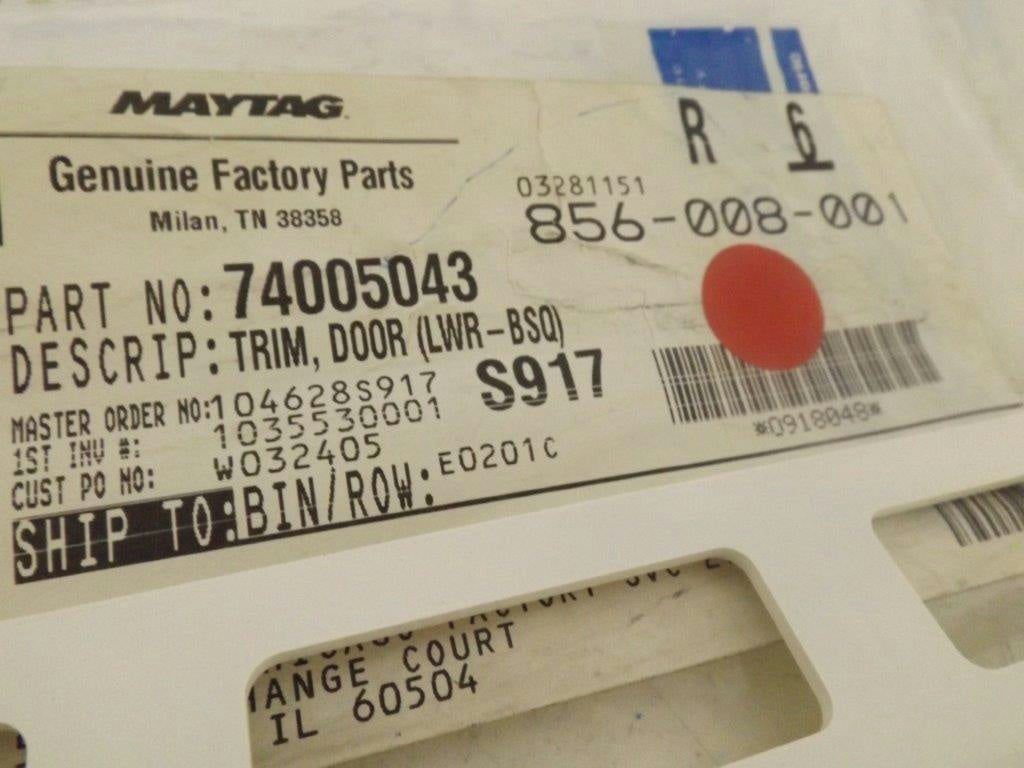 MAYTAG WHIRLPOOL STOVE 74005043 DOOR TRIM (BSQ) NEW