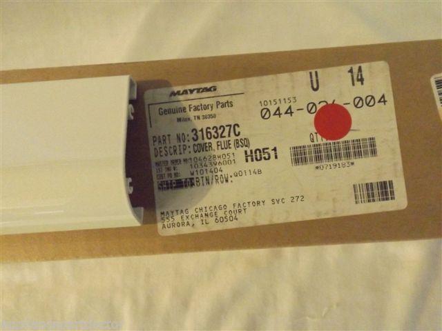 AMANA STOVE 316327C Cover, Flue (bsq)   NEW IN BOX