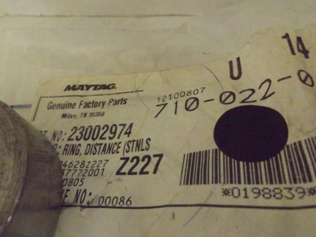 MAYTAG WHIRLPOOL WASHER 23002974 DISTANCE RING NEW