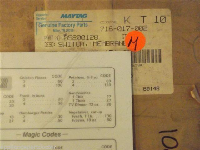 MAGIC CHEF MICROWAVE 05200128 Switch, Membrane   NEW IN BOX