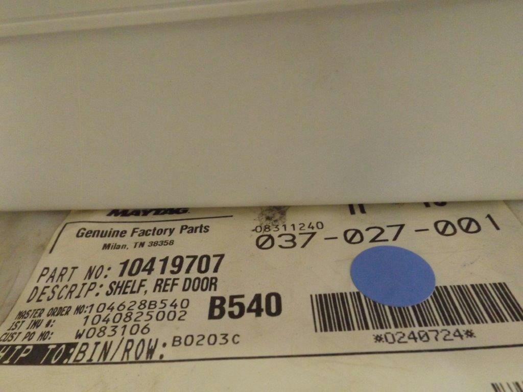 MAYTAG WHIRLPOOL REFRIGERATOR 10419707 DOOR SHELF NEW