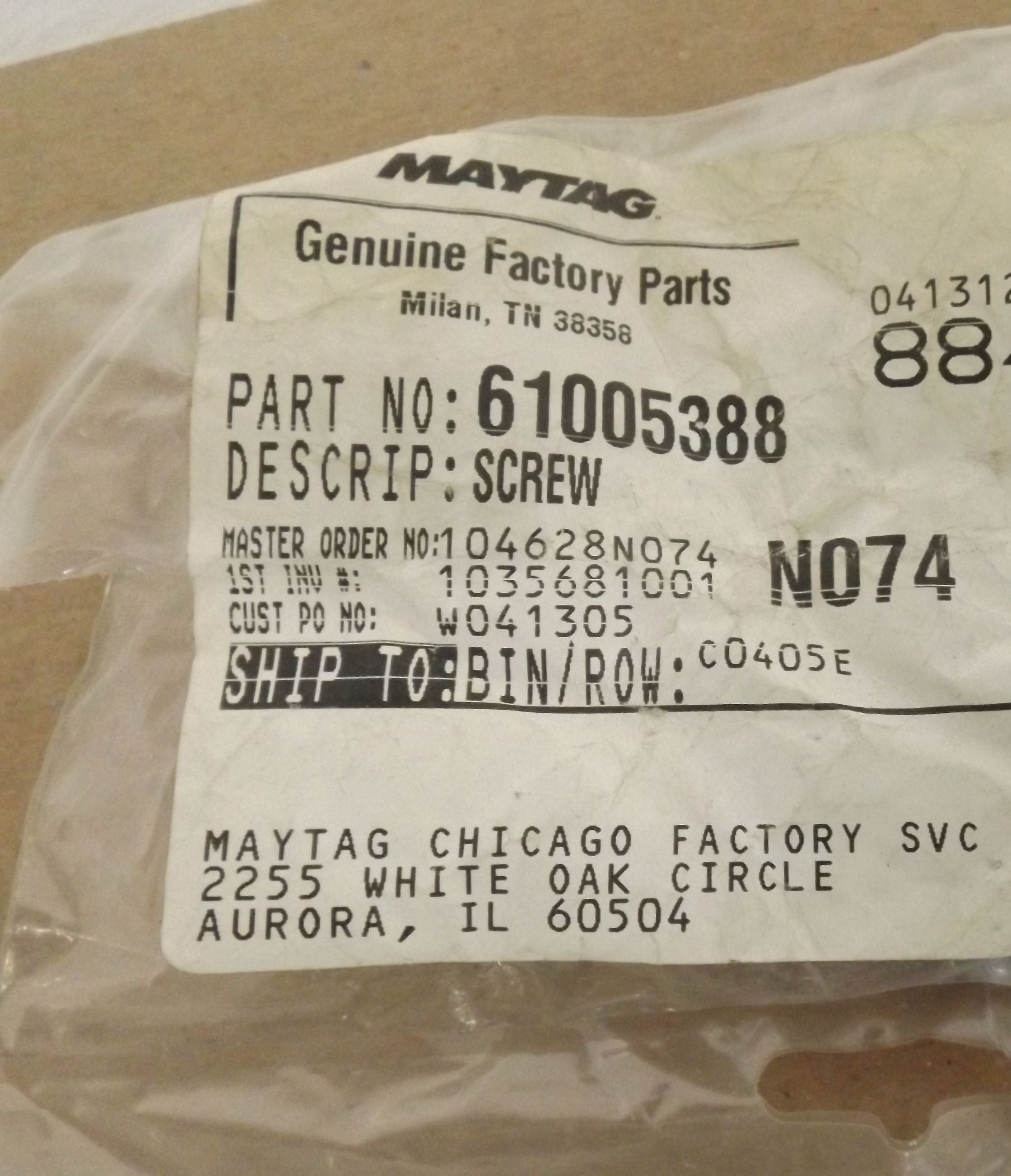 Jenn Air Whirlpool Refrigerator 61005388 Screw
