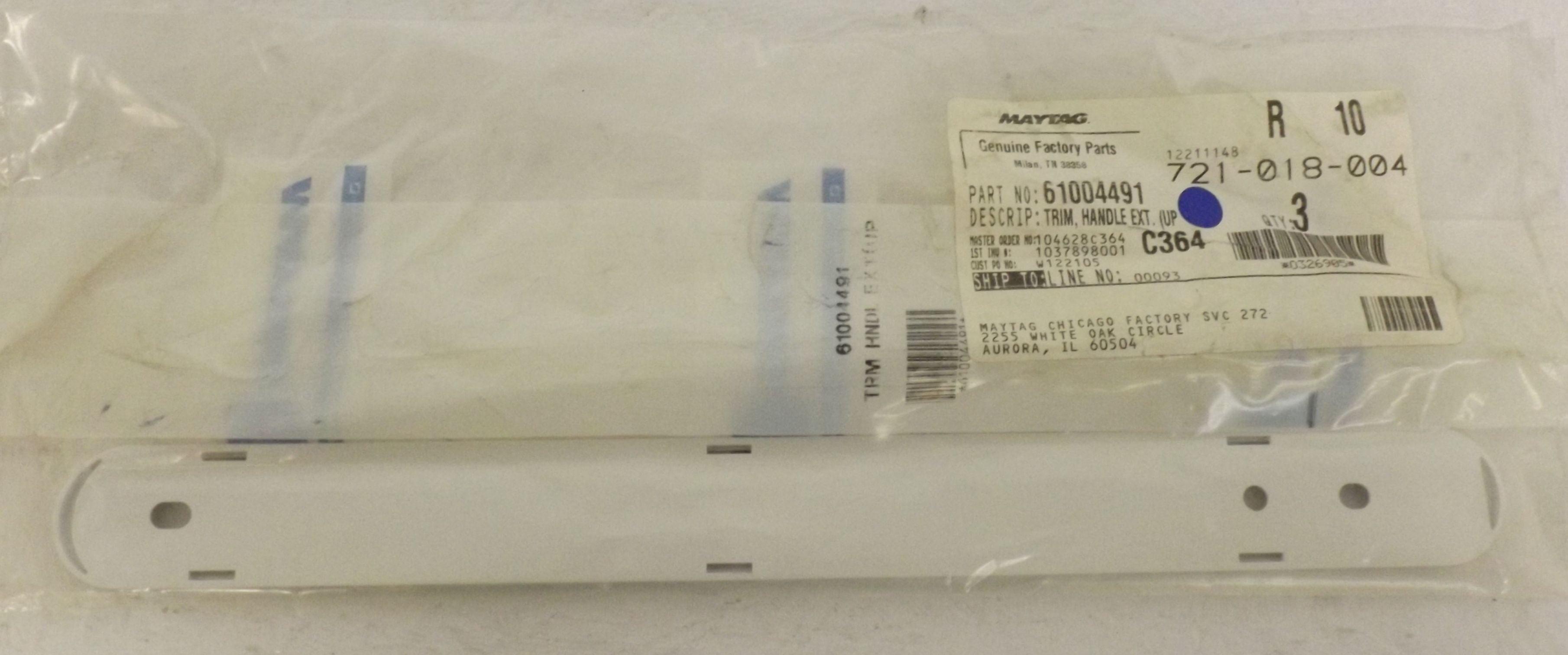 Maytag Refrigerator 61004491 Trim, Handle Ext. Upper