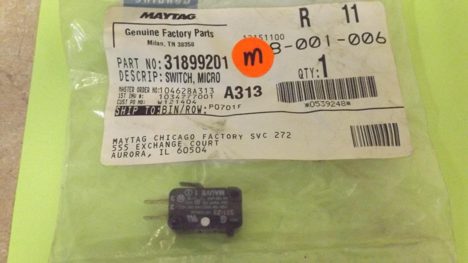 WHIRLPOOL MICROWAVE 31899201 SWITCH (NEW)