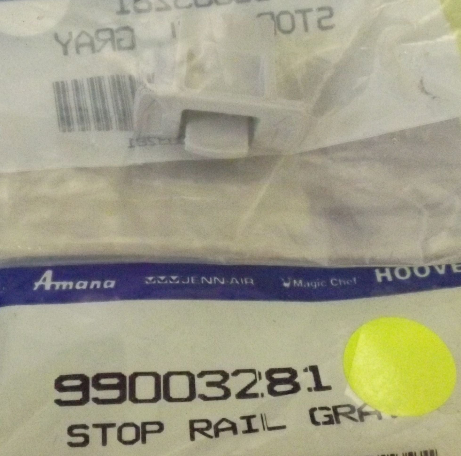 WHIRLPOOL DISHWASHER 99003281 STOP RAILING (NEW)
