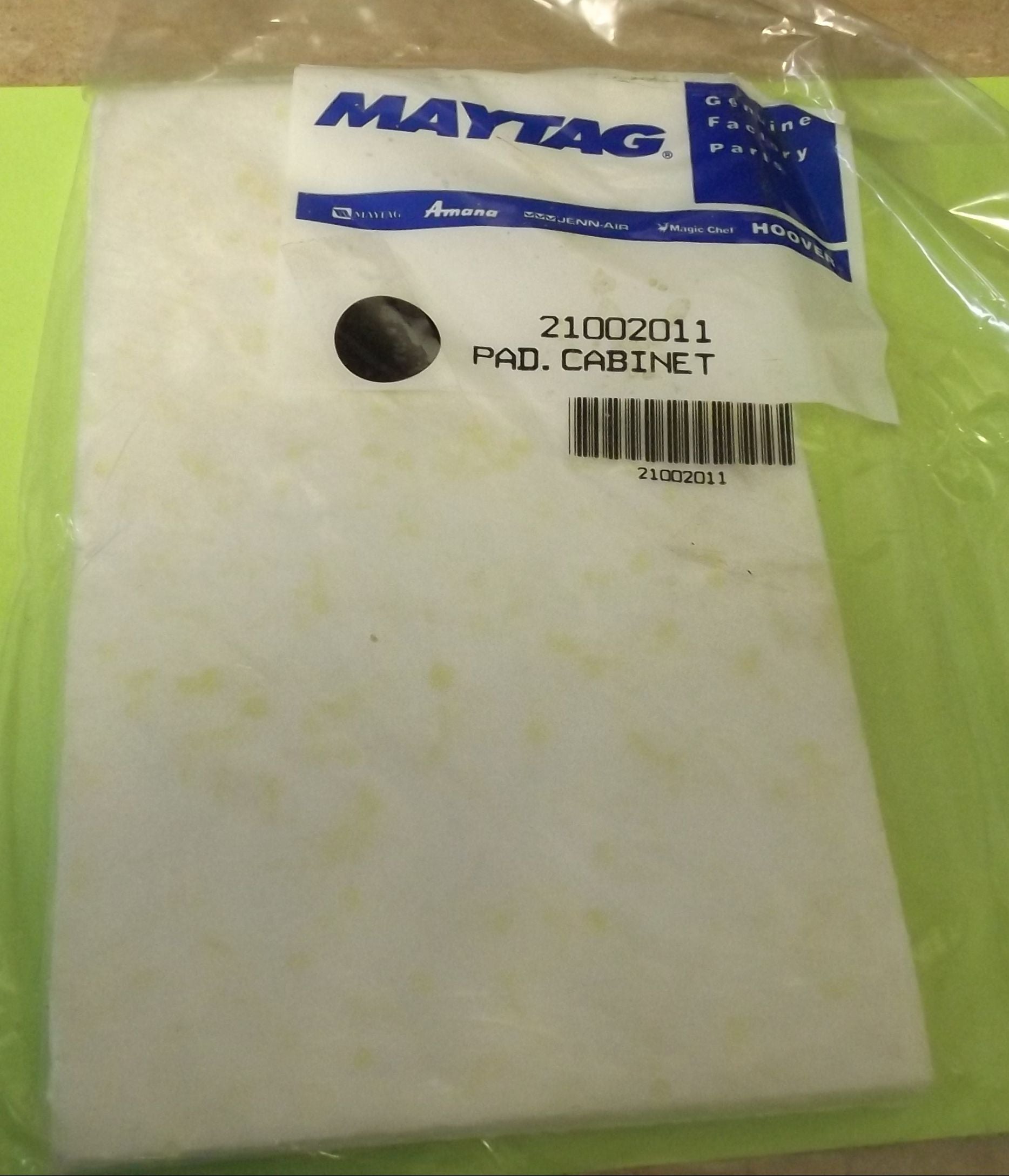 WHIRLPOOL WASHER 21002011 Pad, Cabinet (NEW)