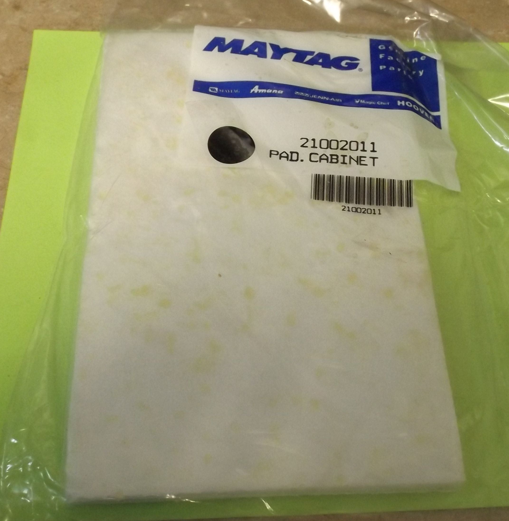 WHIRLPOOL WASHER 21002011 Pad, Cabinet (NEW)