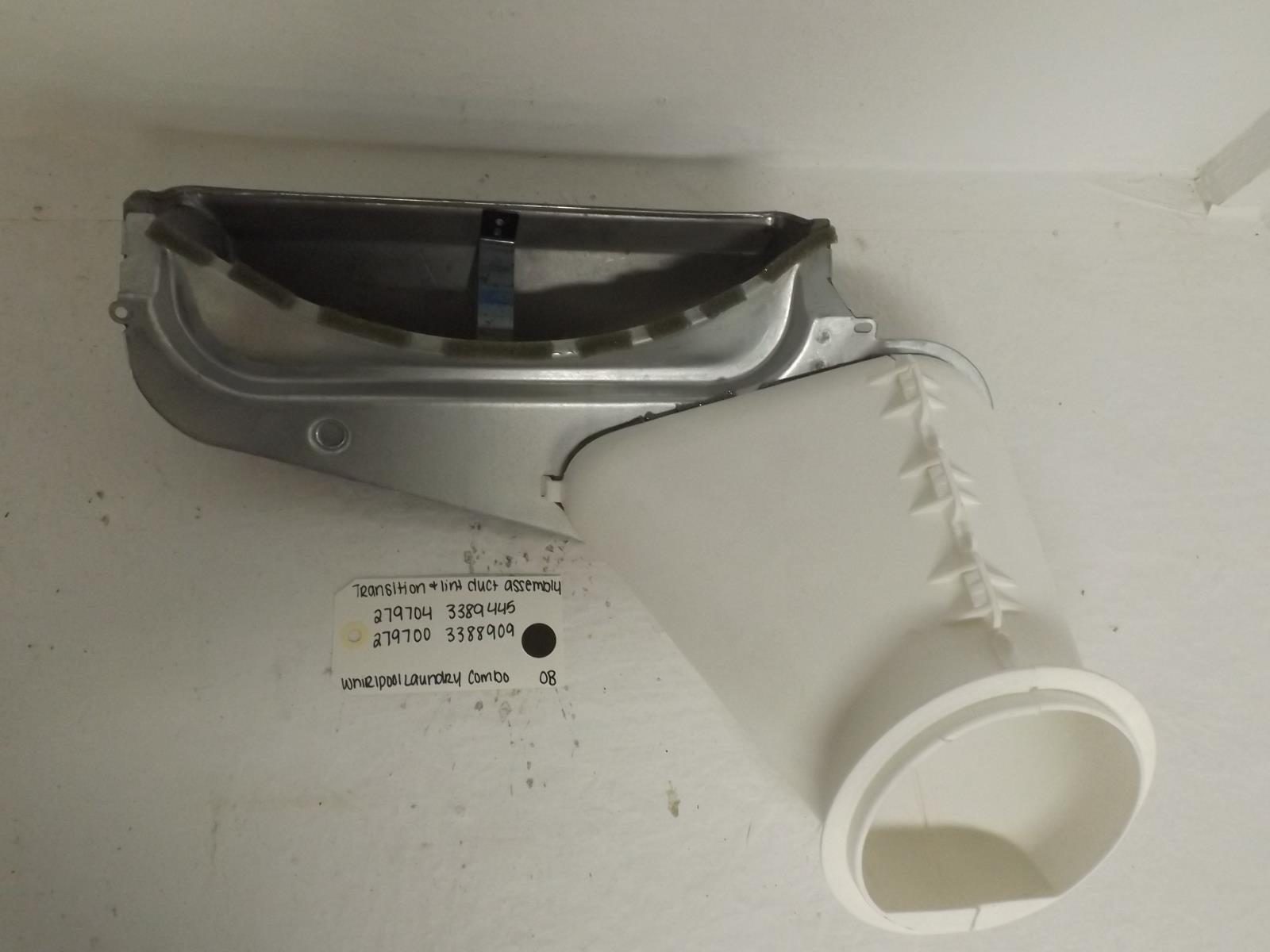 Whirlpool Laundry Combo 279704 3389445 279700 3388909 Transition & Lint Duct New