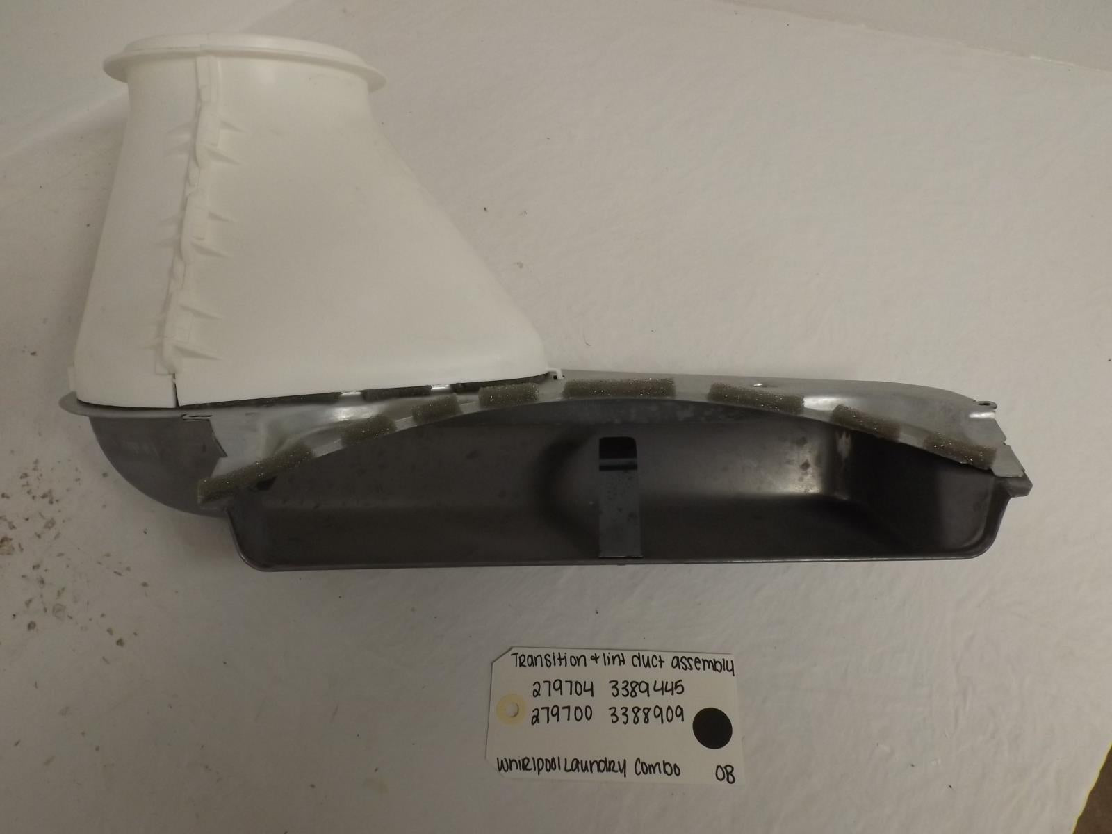 Whirlpool Laundry Combo 279704 3389445 279700 3388909 Transition & Lint Duct New
