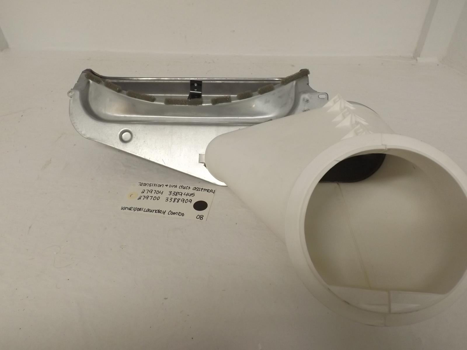 Whirlpool Laundry Combo 279704 3389445 279700 3388909 Transition & Lint Duct New