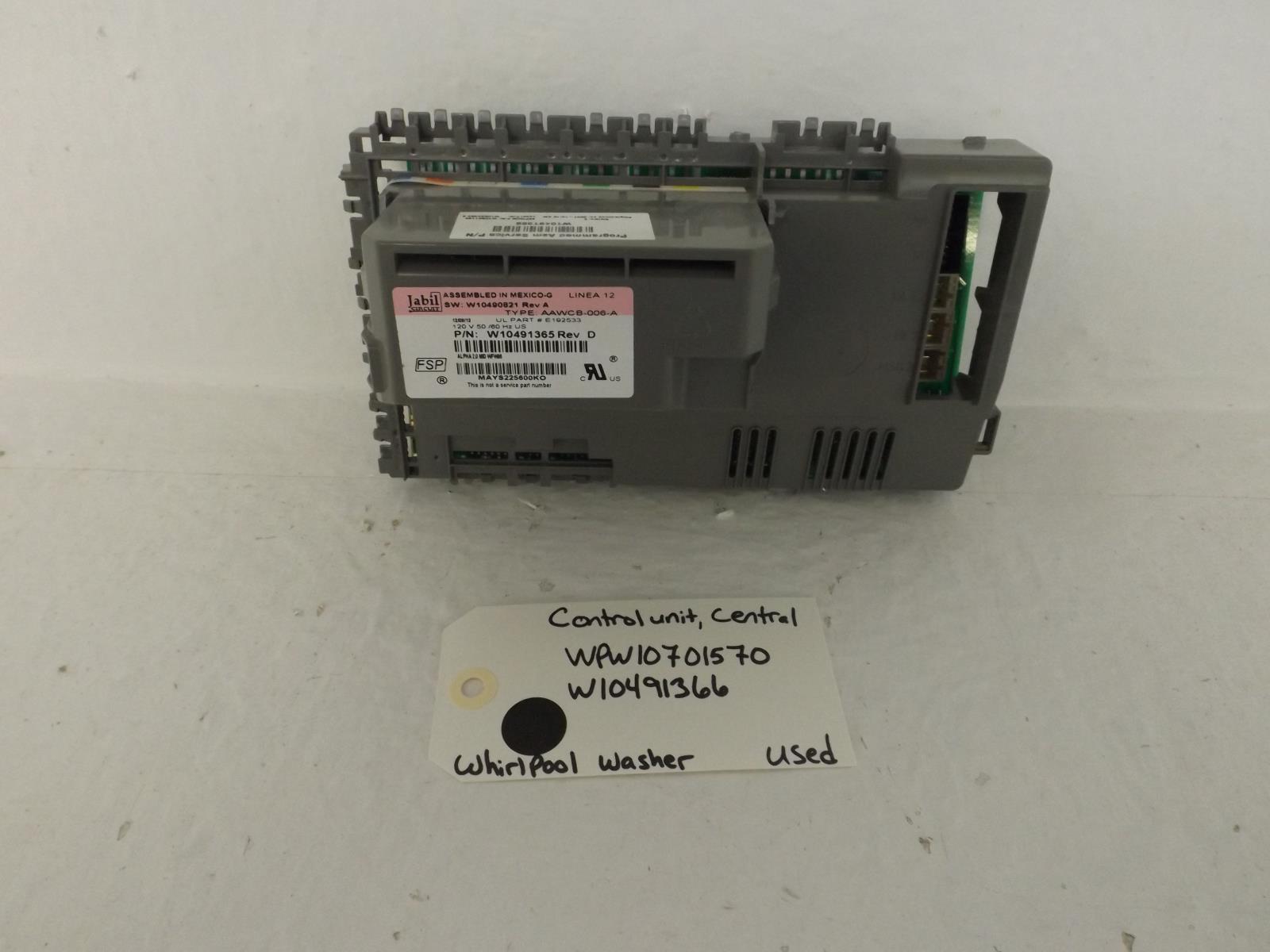 Whirlpool Washer WPW10701570  W10491366 Central Control Unit Used
