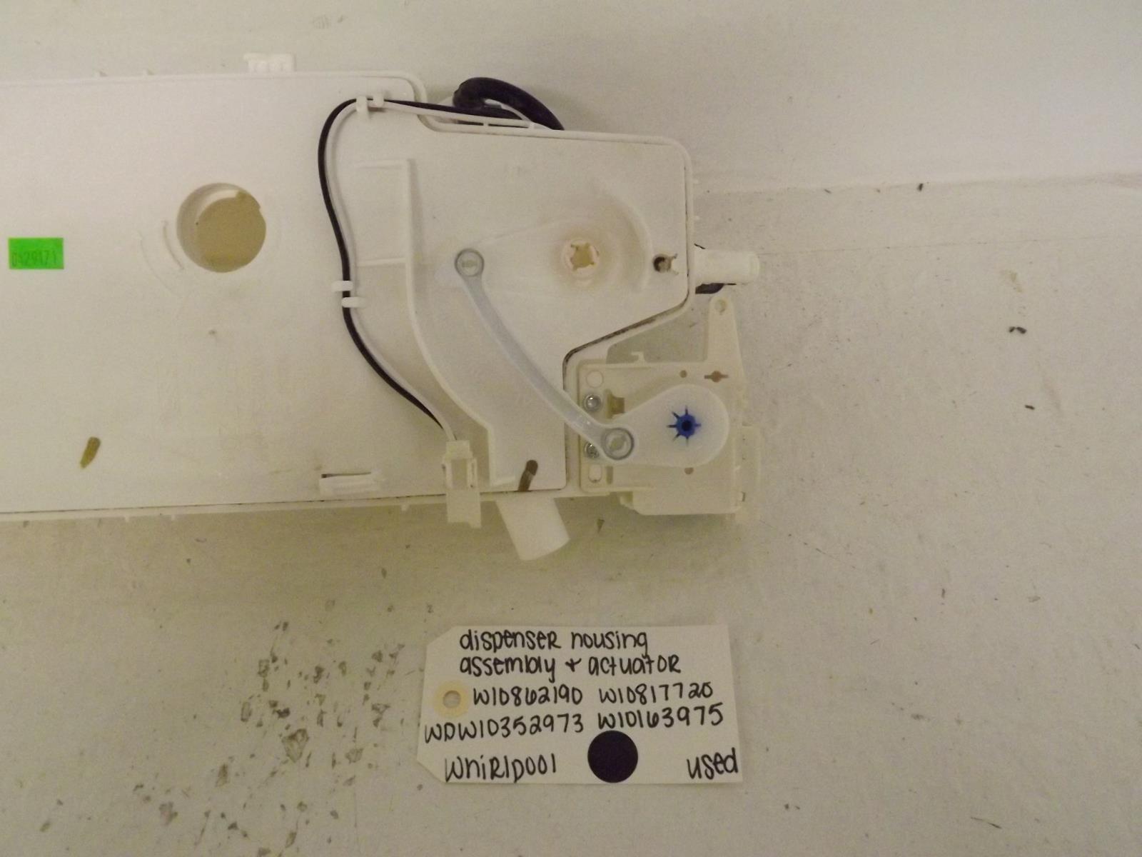 Whirlpool Washer W10862190 WPW10352973 Dispenser Housing Assembly& Actuator Used
