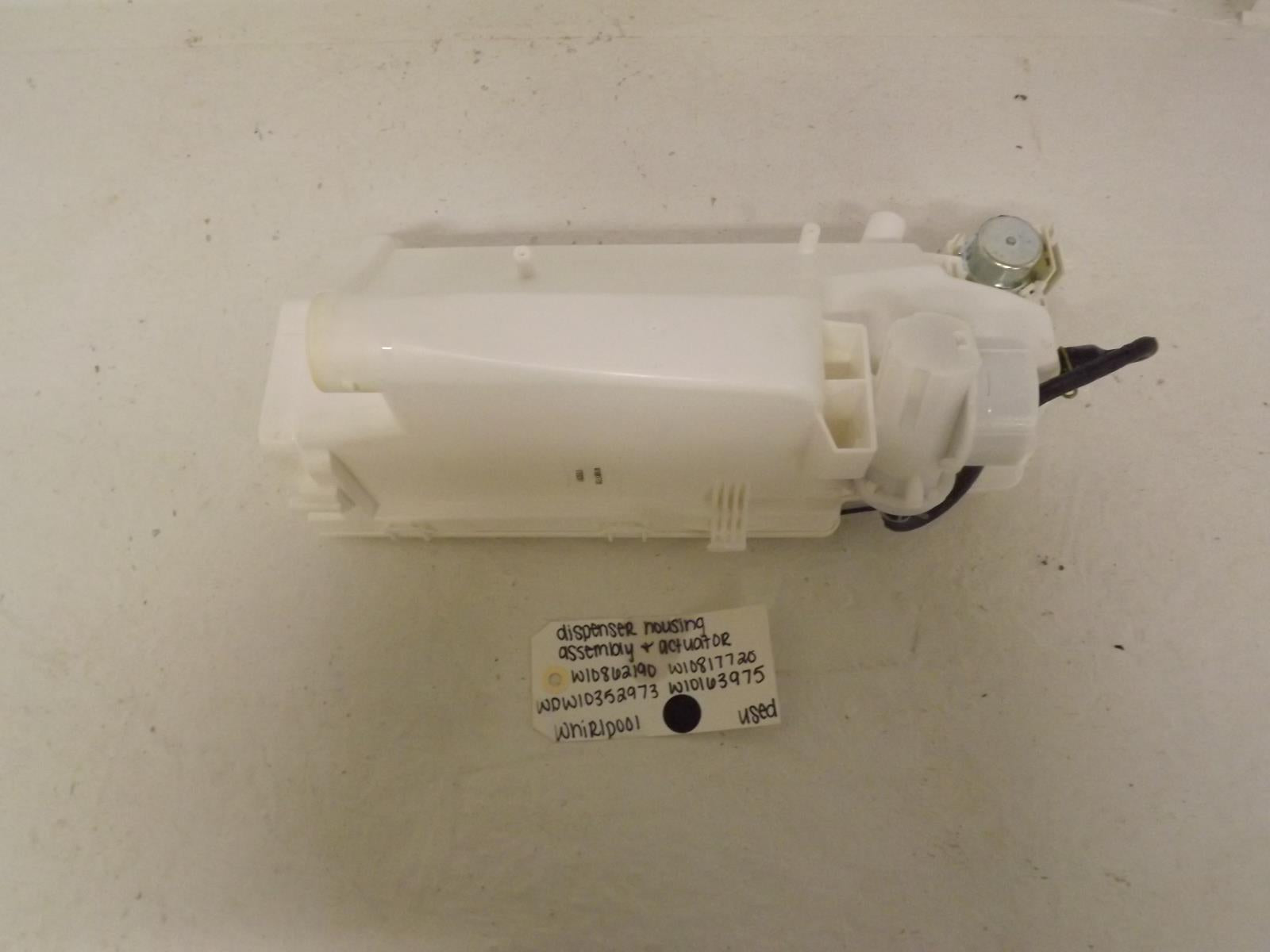 Whirlpool Washer W10862190 WPW10352973 Dispenser Housing Assembly& Actuator Used