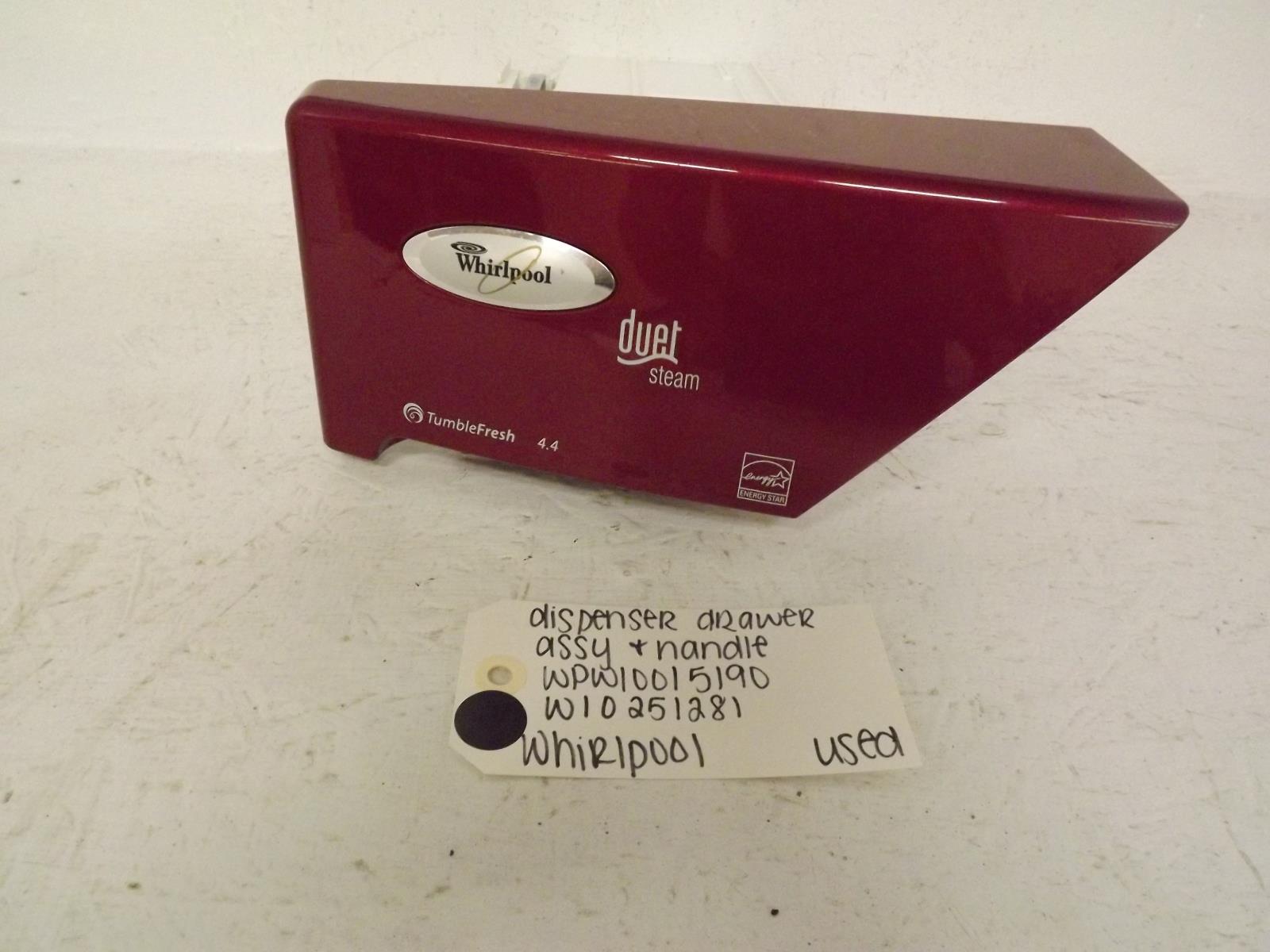 Whirlpool Washer WPW10015190 W10251281 Dispenser Drawer Assembly & Handle Used