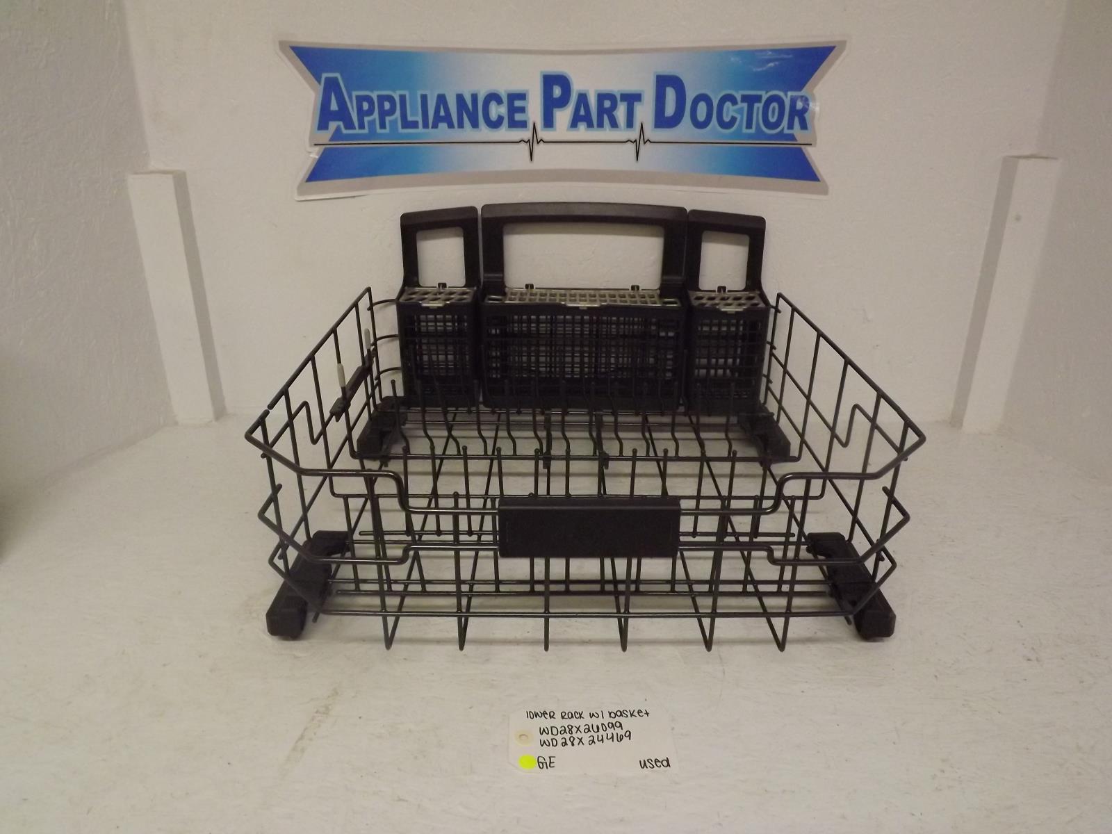GE Dishwasher WD28X26099 WD28X24469 Lower Rack W/ Basket Used
