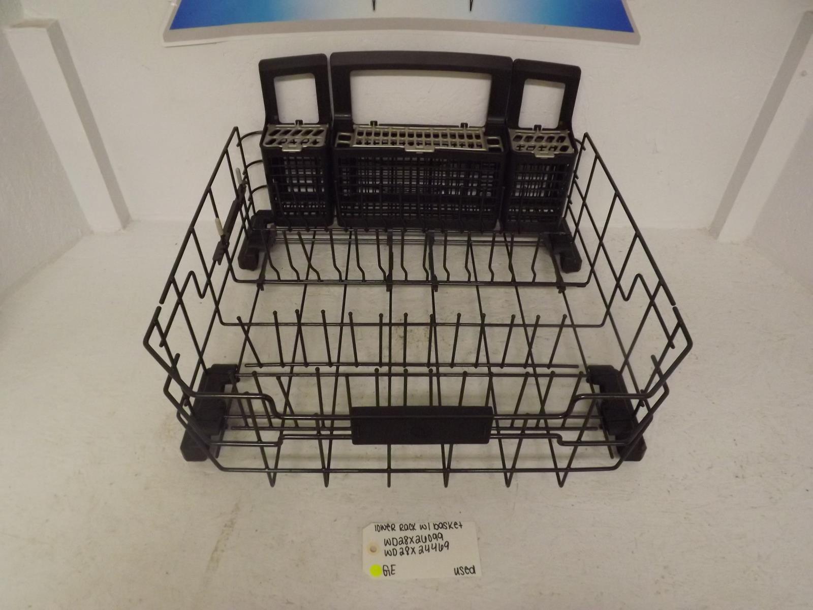 GE Dishwasher WD28X26099 WD28X24469 Lower Rack W/ Basket Used