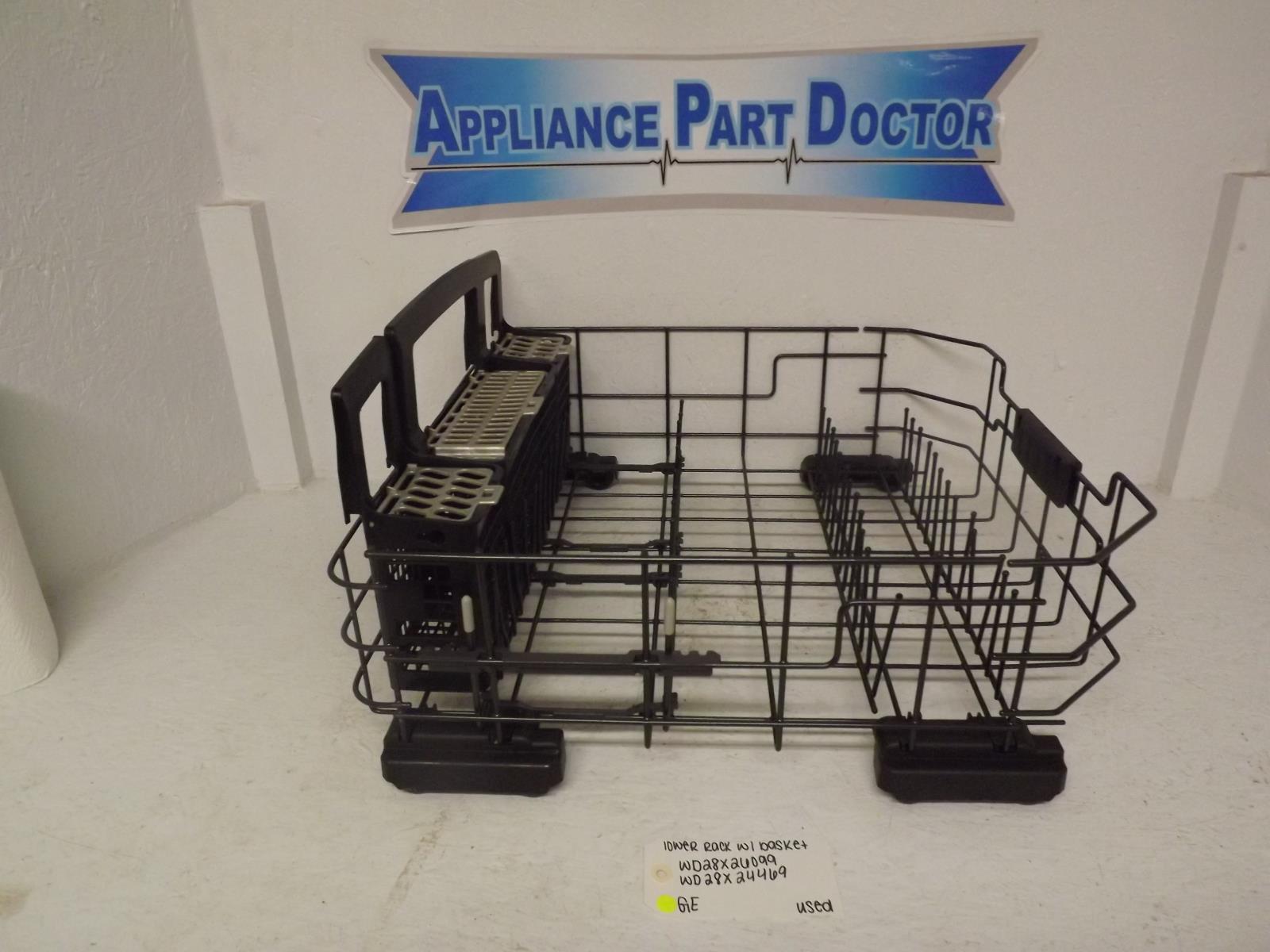 GE Dishwasher WD28X26099 WD28X24469 Lower Rack W/ Basket Used