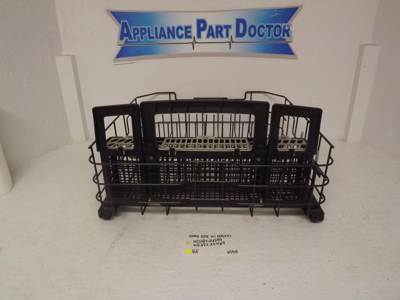 GE Dishwasher WD28X26099 WD28X24469 Lower Rack W/ Basket Used