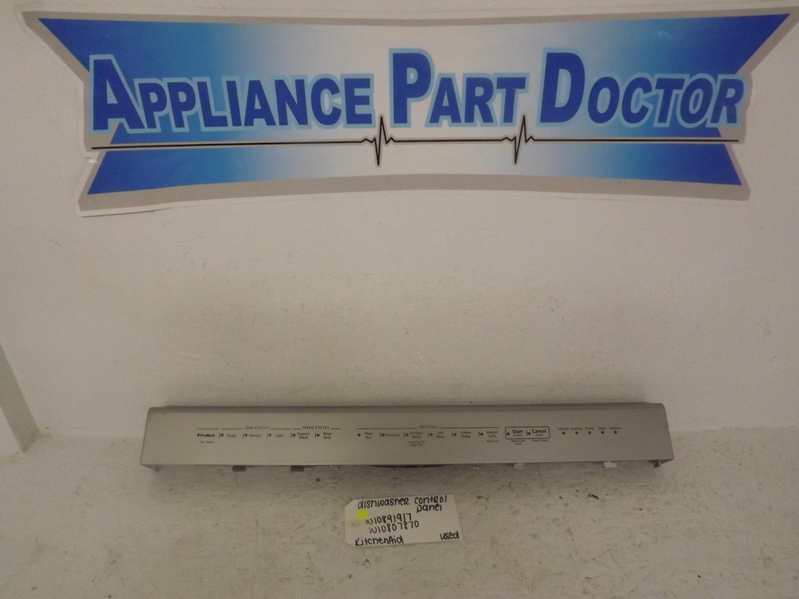 KitchenAid Dishwasher W10891917 W10807870 Control Panel Used