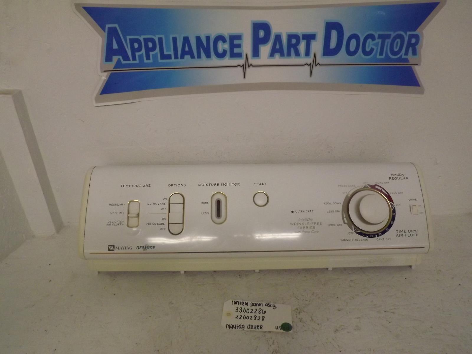 Maytag Dryer 33002286 22002828 Control Panel Assembly Used