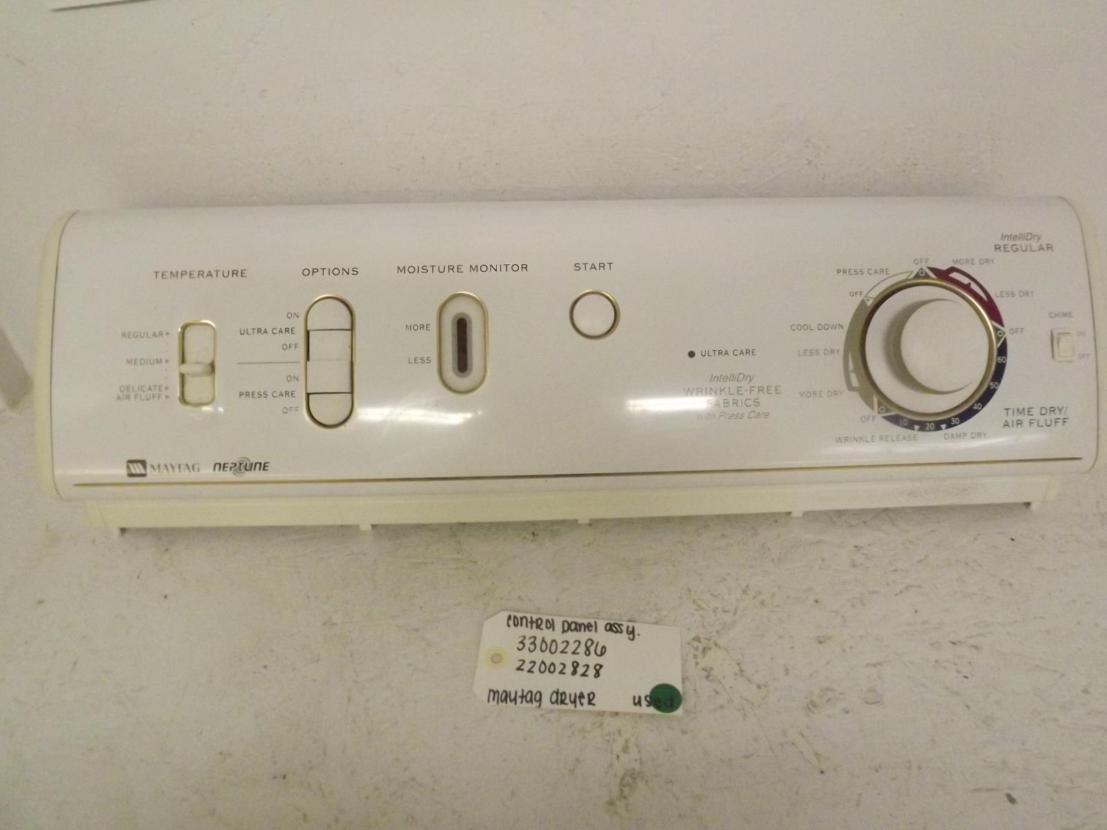 Maytag Dryer 33002286 22002828 Control Panel Assembly Used