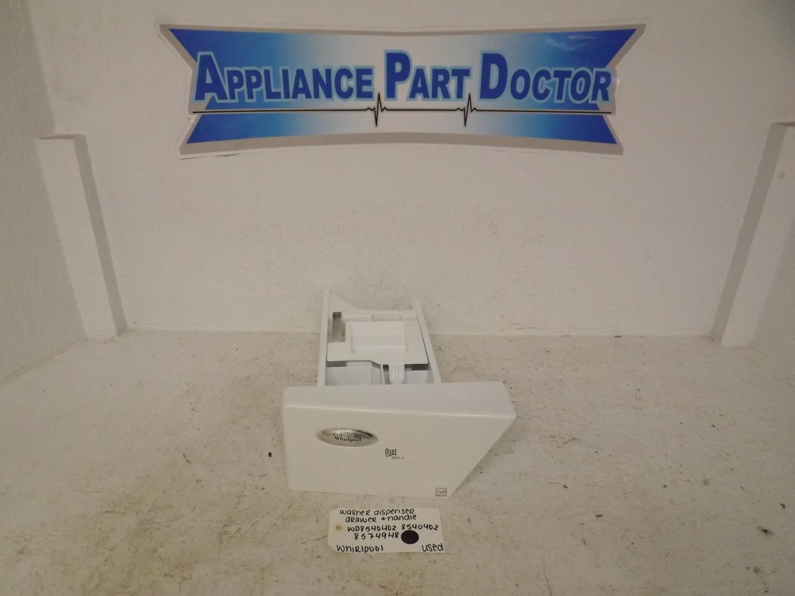 Whirlpool Washer WP8540402 8540402 8574948 Dispenser Drawer Assy. & Handle Used